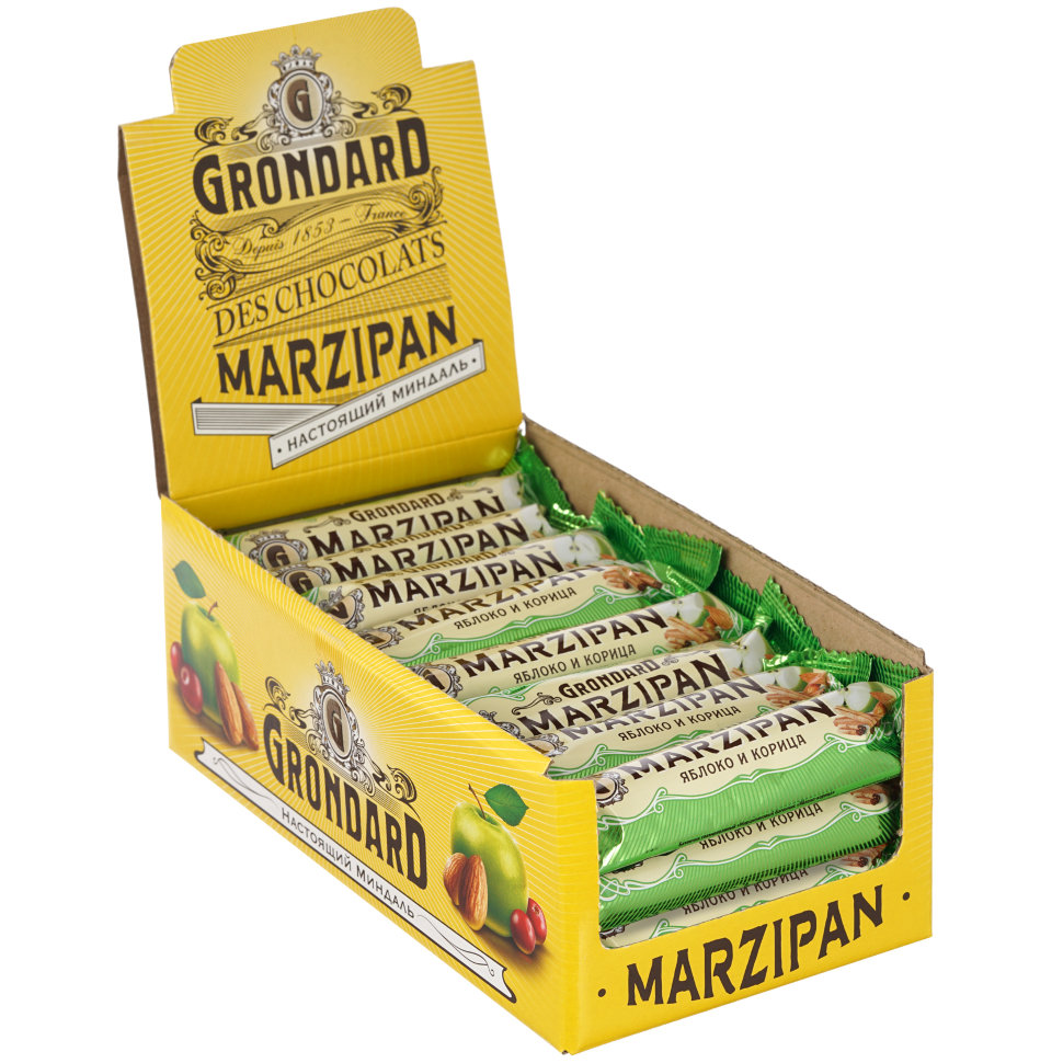  TM Grondard     (9388) Батончики глазированные Марципановые Яблоко-Корица, (24шт по 50г)     в Тимашёвске