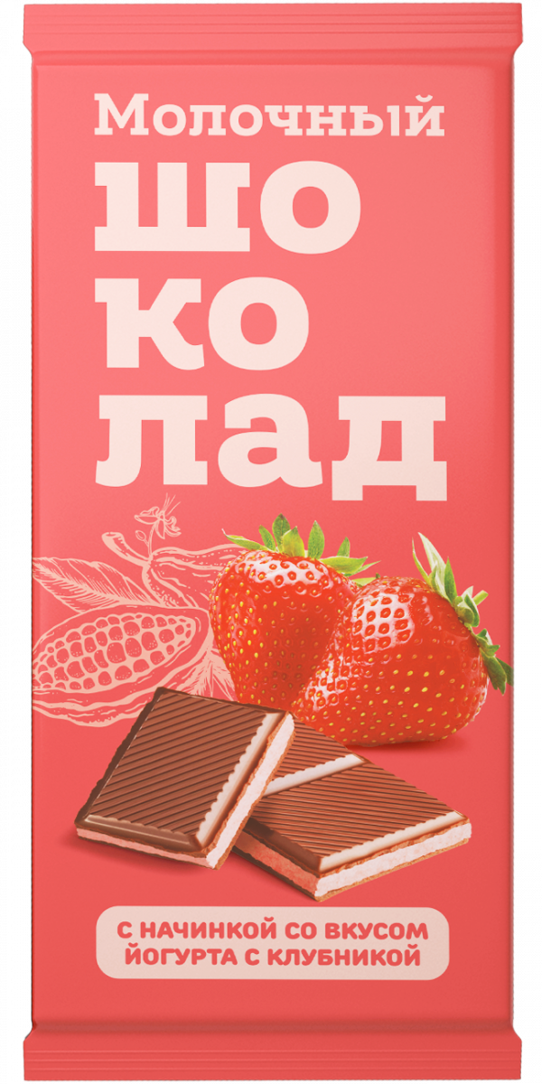 №1 Меренга Шоколад молочный с начинкой Йогурт-Клубника,(блок 24шт по 80г)   в Тимашёвске