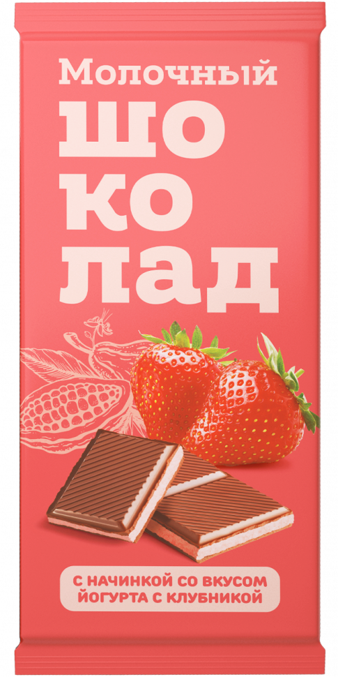  Меренга Шоколад молочный с начинкой Йогурт-Клубника,(блок 24шт по 80г)   в Тимашёвске