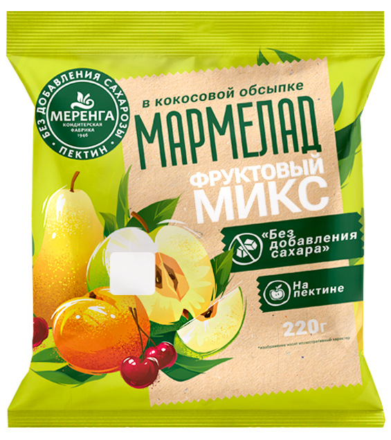  Меренга Мармелад без сахара в кокосовой обсыпке Фруктовый микс, 220г   в Тимашёвске