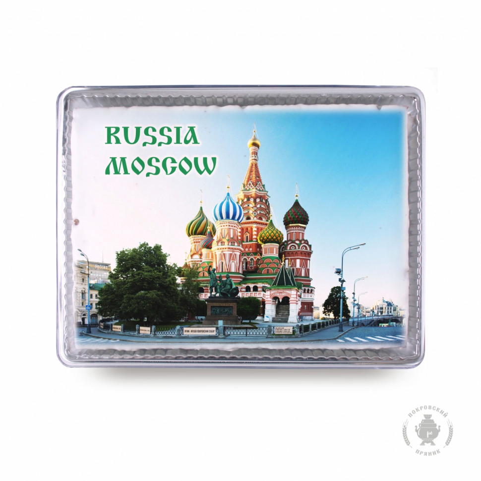  Пряник 600г RUSSIA MOSCOW с фотопечатью (в подарочной пластиковой упаковке)  в Тимашёвске